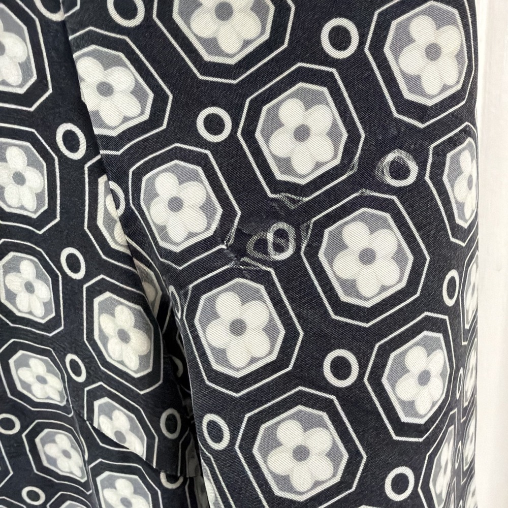 Tory Burch 100% Silk Gray White Geometric Tunic Dress Split Neck Women Shift 4 - Picture 12 of 14